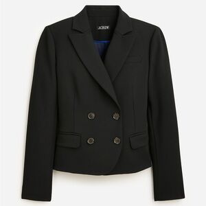 J Crew Women's Black Slim Fit Double-Breasted Blazer in Four Season Stretch